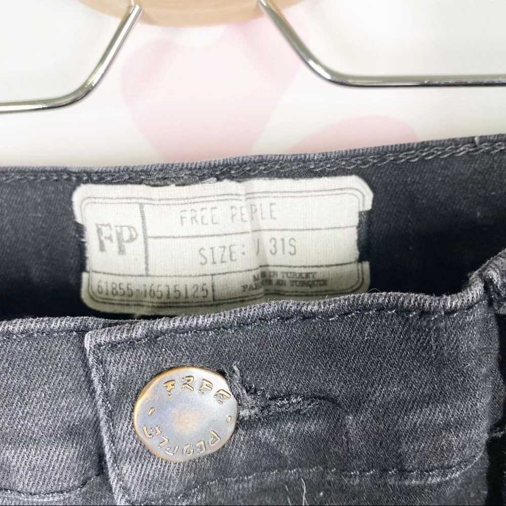 Free People High Rise Black Skinny Denim Jeans 31